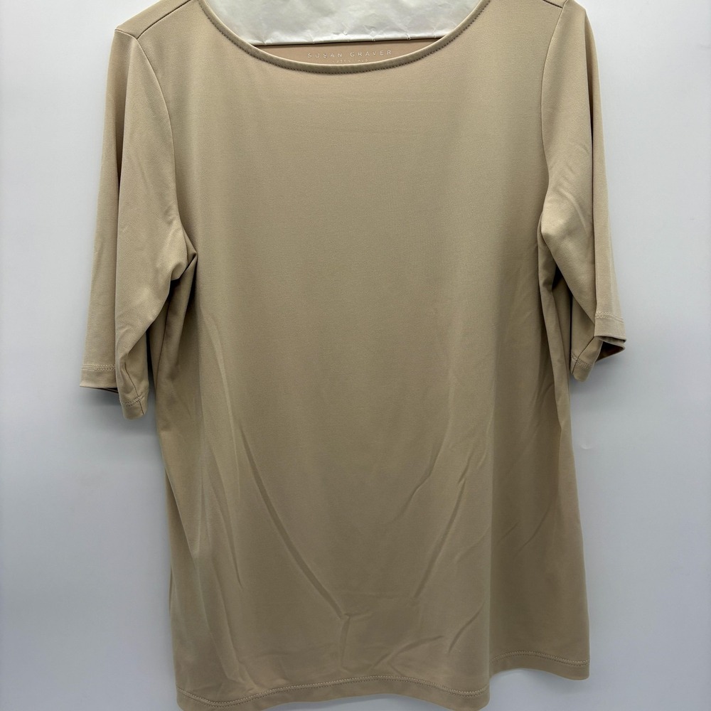 Susan Graver Shirt Womens XS Black Beige Essentials Lot Of 2 Basic Tees‎